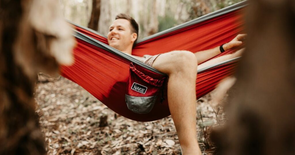 Relaxing on a Nakie hammock